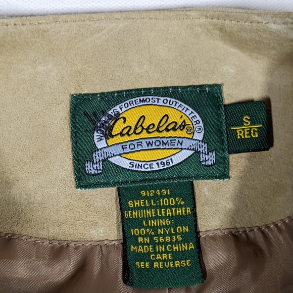 NWT Cabelas Suede Leather Jacket Sz S Beige Tan Full Zip Perforated - Picture 12 of 13